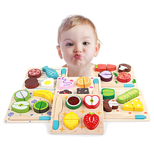 Montessori Toys Educational Wooden Toys for Children Early Learning 3D Kitchen Cutting Fruit Vegetables Board Real Life Games 2024 - buy cheap