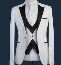 Custom Made Fashion Patchwork Men Suit For Wedding Men Suits Terno Tuxedos Party Groom Slim Fit Mens Suits 3pcs(Jacket+Vest+Tie) 2024 - buy cheap