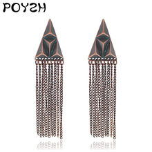 Newest Triangular Geometric Metal Chain Tassels Drop Earrings Bronze Punk Jewelry Simple Vintage Long Chain Eardrop for woman 2024 - buy cheap