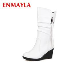 ENMAYLA Fashion Winter Women Boots Shoes Woman Spring/Autumn Warm Fur Boots Chains Mid-calf Boots Sexy Women Shoes Big Size 2024 - buy cheap