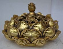 Chinese collectable statue lotus copper Incense burner 6-16mm 2024 - buy cheap
