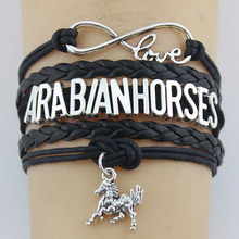 10 pol. infinito amor cavalos árabes pulseiras envoltório cavalo trança amuletos bracelete presentes mulheres & homens meninas pulseiras joias 2024 - compre barato