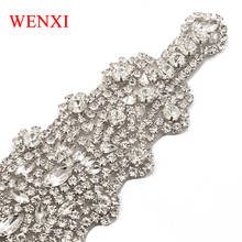 WENXI 30 PCS Wholesale Rhinestones Appliques Sew For Wedding Dresses Sash Clear Silver Rhinestones Applique  Accessory WX859 2024 - buy cheap