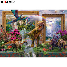 Pintura de diamante 5D DIY, bordado de dinosaurio 3D, decoración de mosaico de punto de cruz HYY, cuadrado/redondo 2024 - compra barato