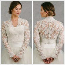 Fashion New Lace Applique Long Sleeves Wedding Bolero Jacket White Ivory Bridal Wrap Shawl Custom Size 2024 - buy cheap
