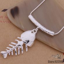 AN144 Silver plated Necklace,silver fashion jewelry pendant fishbone /ayuajqba clgalcna 2024 - buy cheap