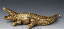 YM  308  china fengshui copper Brass Ferocity Crocodile Alligator fish Animal art statue 2024 - buy cheap