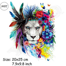 XICC Горячие эко дружественные Сделанные на заказ моющиеся теплопередачи логотипа печати патчи многоцветный лев животное железо на стикер аппликации 2024 - купить недорого