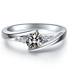 Anel de noivado e casamento feminino 0.5ct palmaria, design com diamante, au585 14k, ouro branco, presente de aniversário 2024 - compre barato
