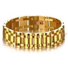 Браслет Fate love шириной 17 мм, мужской, массивный цепочка золотого цвета, мужские ювелирные изделия из нержавеющей стали 2024 - купить недорого