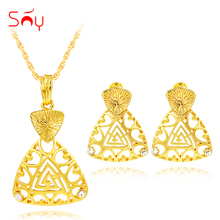 Sunny Jewelry Alloy Cubic Zirconia Heart Triangle Women's Necklace Earrings Pendant Jewelry Sets Hollow Out For Party Daily Gift 2024 - buy cheap