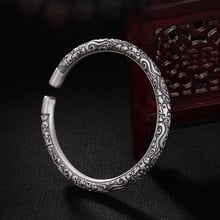 100% de plata auténtica S999 para mujer, brazaletes abiertos étnicos de la suerte en la nube, brazalete grueso de plata tailandesa, pulsera de vid exótica, joyería fina 2024 - compra barato