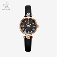 SK-relojes de lujo con correa de cuero para mujer, esfera de cristal de cuarzo con reloj de pulsera, decoración, resistente al agua 2024 - compra barato