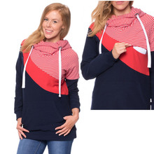 Maternity Hoodies with Hat Full Sleeves Stripe Nursing Hoodie Outwear Sweaters Lactation Matherinity Clothes for Breastfeeding 2024 - buy cheap