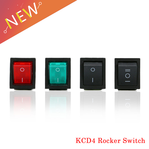 5Pcs  KCD4 Rocker Switch ON-OFF 2 Position 4 Pins / 6 Pins Electrical equipment With Light Power Switch 16A 250VAC/ 20A 125VAC 2022 - buy cheap