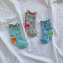 Детские носки хлопковые летние сетчатые носки детские короткие носки для маленьких мальчиков и девочек Милая забавная одежда с рисунком звезды, дышащие носки 2024 - купить недорого