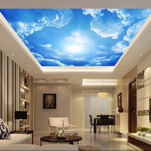 Бесшовные Настенные обои 3D для гостиной, спальни, потолка, голубое небо и белый цвет, под заказ, домашний декор 2024 - купить недорого