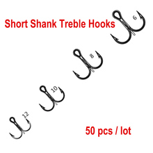 Fishing Hook 50pcs High Carbon Treble Hooks Super Sharp solid size #6 #8 #10 #12 Triple Barbed Steel Fish hook 2024 - buy cheap