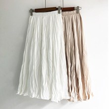 3 Colors Available 2022 Spring New Arrival Fairy Elastic Waist Long Skirt Large Pendulum Vintage Pleated Skirt Free Shipping 2024 - buy cheap