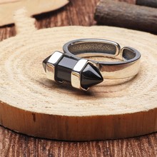 Novo produto preto ágata anel de prata abertura 100% s925 prata esterlina anel feminino 2024 - compre barato