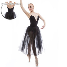 Camisola larga de Ballet con tutú de danza para niñas, vestido de bailarina con cuello de pico, vestido de práctica de baile, disponible en 11 tamaños, 17002 2024 - compra barato