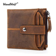 WardWolf Genuine Leather Men Wallets Clutch Male Vintage Hasp Slim RFID Wallet Short Coin Purse Men Card Holder Clamp for Money 2024 - buy cheap