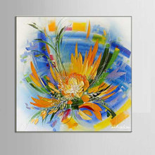 Handmade Modern Blue Knife Yellow Flowers Beautiful Oil Painting Hang Picture for Wall Artwork Decor Oil Paintings on Canvas 2024 - buy cheap