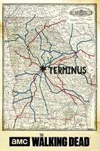 Декор для дома, карта ходячих мертвецов terminus-Шелковый художественный постер, настенная наклейка, украшение, подарок 2024 - купить недорого