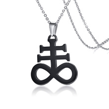 Satanic Leviathan Cross Pendant Necklace for Men Stainless Steel Upside-down Crucifix Necklace Black Male Jewelry 2024 - buy cheap