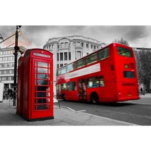 Póster de tela de teléfono rojo, póster de tela de Londres, Inglaterra, personalizado, moderno para dormitorio, de seda, como regalo 2024 - compra barato