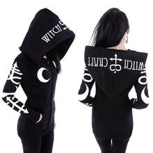 Hip Hop Women Hoodies Moon Letters Skull Print Sweatshirts Long Sleeve Black Jacket Zipper Coat Pullover Spring Autumn 2018 2024 - buy cheap