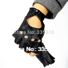 2018 Fashion style leather half finger fingerless mitts ,Female mitts women gloves genuine leather half finger Arm sleeve  lady 2024 - buy cheap