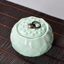 Jingdezhen ceramic tea jar sealed tank celadon relief tea pot copper buckle design storage tank 2024 - buy cheap