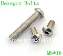 Parafusos hexagonais redondos de aço inoxidável, 50 peças de rosca métrica m5x16mm dentro, parafusos sextavados de aço inoxidável 2024 - compre barato