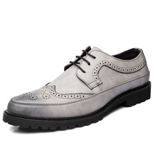 Zapatos Brogue de piel auténtica para hombre, calzado Formal de marca, con punta puntiaguda, para boda 2024 - compra barato