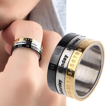 Titânio aço três cores marca três camadas anel feminino jóias acessórios design clássico rotação calendário data anel 2024 - compre barato