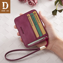 DIDE New Mini Wallet Women Genuine Leather Wallet Female Credit Cart slim wallet Card Case ID Holders credit Zipper coin purse 2024 - buy cheap