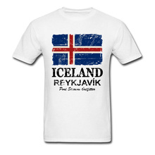 Verão Vintage Da Bandeira de Islândia T Shirt Dos Homens T-shirt Roupas de Algodão Branco Cinzento Tops O Neck Tees Hip Hop Carta Tshirt preto 2024 - compre barato