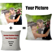 Picture Here Print Pet Wedding Personal Life Photos Customize Gift Home Cushion Cover Pillowcase Polyester Pillow Case 45*45cm 2024 - купить недорого