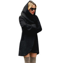 Women Woolen Hooded Thin Coat Loose Ladies Casual Hoodies Jacket Overcoat Top Winter fashion wool outwear coat 2024 - buy cheap