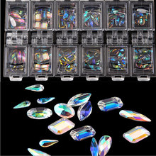 1 Box Colorful Nail Rhinestones AB Diamond Marquise Water Drop Oval Shape Glass Gems 3d Glitter Nail Art Decorations Accessories 2024 - buy cheap
