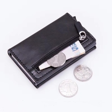Men Women Antitheft Metal Card Holder RFID Aluminium Credit Card Holders Crazy Horse PU Leather Travel Card Wallet Coin Purses 2024 - buy cheap