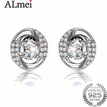 Almei White AAA+ Cubic Zirconia Earrings for Women's Birthday Gift Luxury 925 Sterling Silver Jewelry with Gift Box 40% LR007 2024 - buy cheap