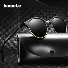 Очки солнцезащитные Imwete поляризационные для мужчин и женщин, классические брендовые дизайнерские винтажные зеркальные солнечные очки для вождения UV400 в стиле ретро 2024 - купить недорого