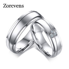 ZORCVENS Элегантные кольца для мужчин и женщин свадебные кольца из нержавеющей стали AAA CZ камни трендовые Anel Alliance подарок 2024 - купить недорого