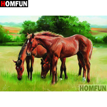 HOMFUN 5D DIY Diamond Painting Full Square/Round Drill "Animal horse" 3D Embroidery Cross Stitch gift Home Decor A08246 2024 - buy cheap