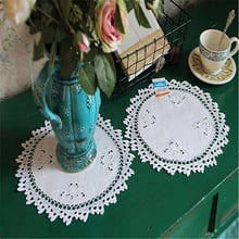 Free Shipping Cotton Round Embroidery Diameter 30cm Tablecloth Cup Mat Cover Lace Placemat Coffee Tea Pad Handmade Home 2024 - buy cheap