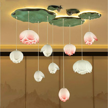 Chinese Style Lotus Pendant Lights Vintage Led Retro Flower Hanging Lamp Dining Room Kitchen Light Fixtures Luminaire Home Decor 2024 - buy cheap