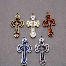 Orthodox Church Jesus Vintage Bronze Cross Medal Colorful Necklace Cross Rosary Pendant. 2024 - buy cheap