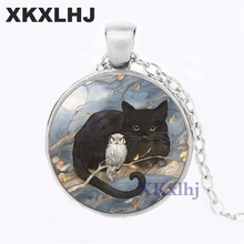Xkxlhj colar com pingente de logotipo de gato e coruja, colar feito à mão de animais 2024 - compre barato
